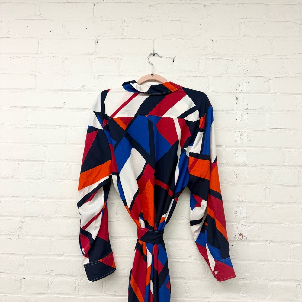 NWT Lauren Ralph Lauren Print Crepe Color Black Midi Shirt Dress Size 18W - Picture 6 of 7